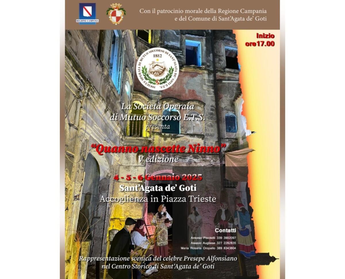 Sant’Agata dei Goti: dal 4 al 6 gennaio 2025, torna il Presepe Alfonsiano “Quanno nascette Ninno” - 