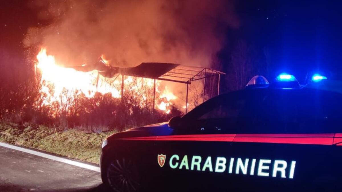 In fiamme capannone con 280 rotoballe, indagano i Carabinieri. - 