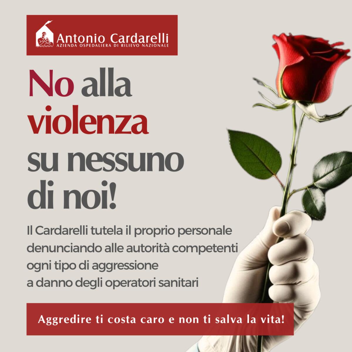 "No alla violenza su nessuno di noi!", prosegue sui social la campagna del Cardarelli contro le aggressioni. - 