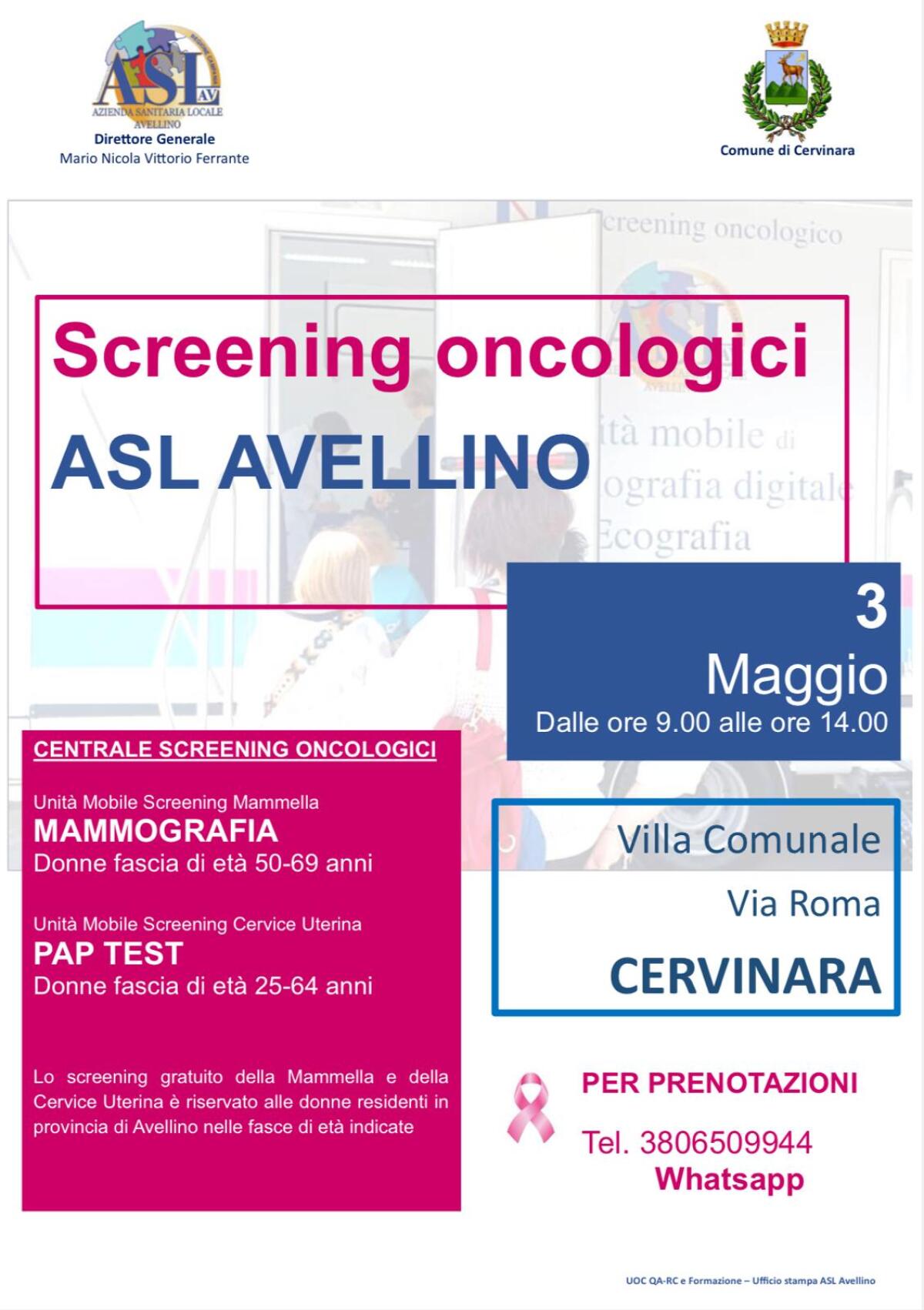 Cervinara. Sabato 3 maggio screening oncologico gratuito - 