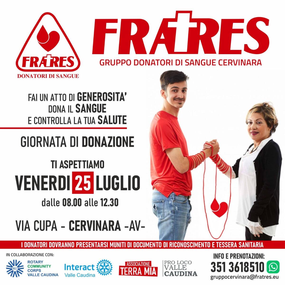 La Fratres di Cervinara Invita alla Giornata di Donazione del Sangue - 