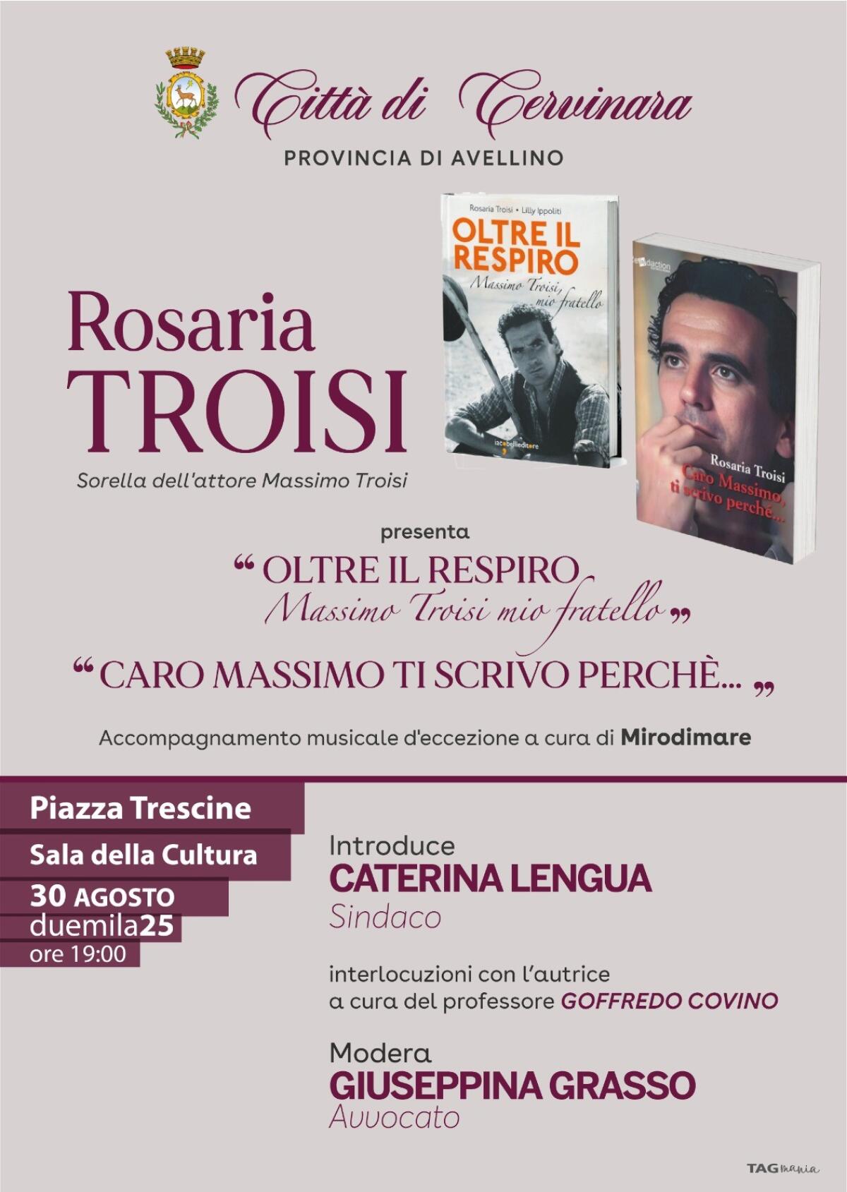 "Massimo Troisi, l'uomo e l'artista" sabato l'incontro con Rosaria Troisi - 