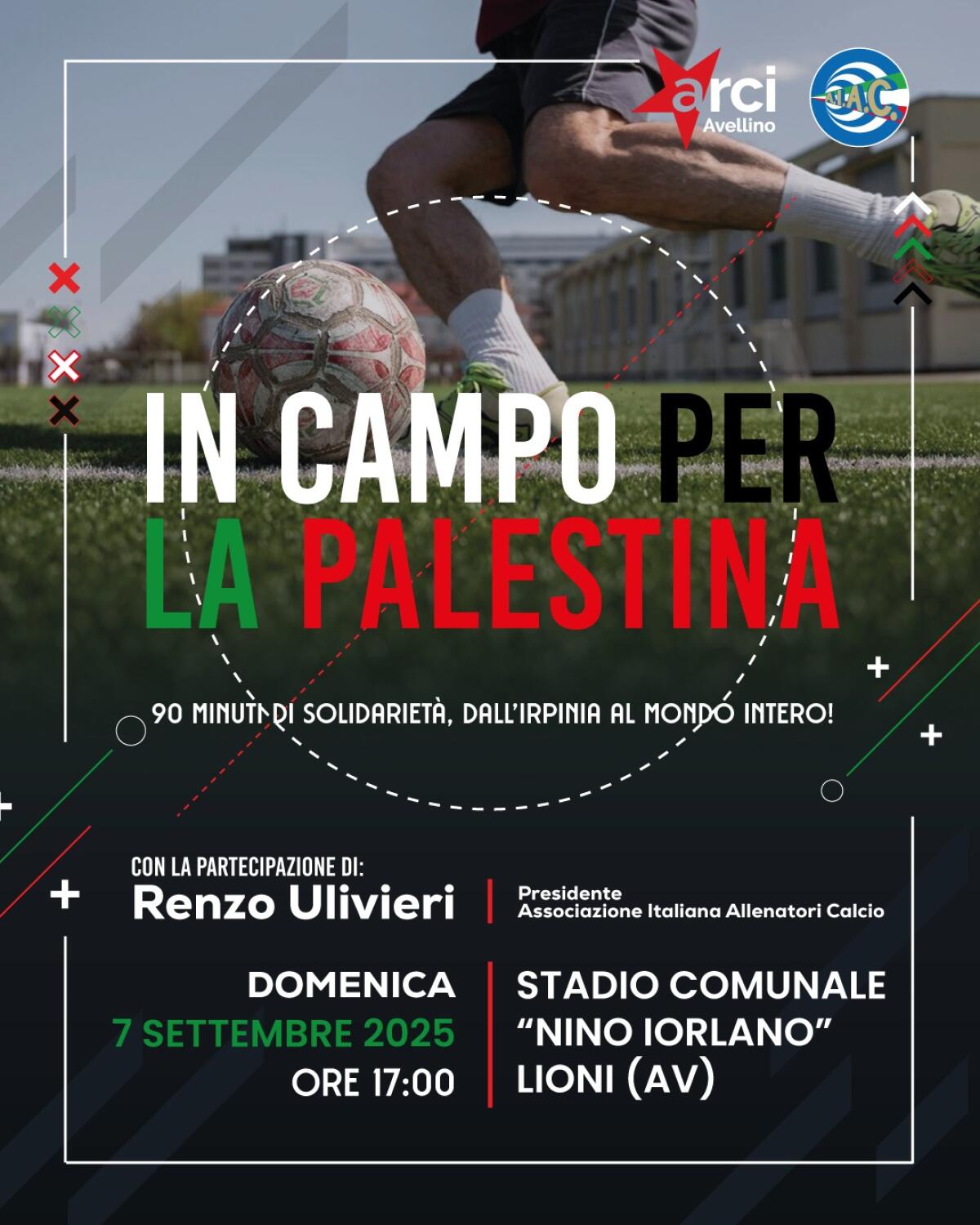 “In campo per la Palestina”: 90’ di solidarietà allo Stadio comunale di Lioni - 