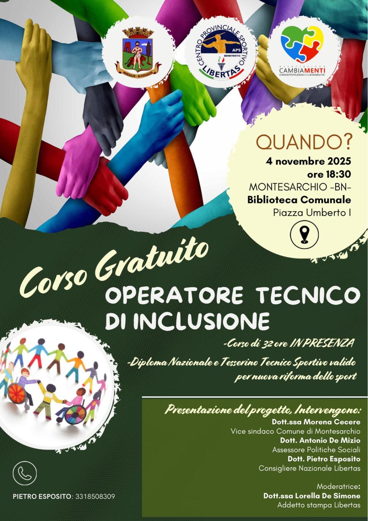 Montesarchio. Corso gratuito per Operatore Tecnico Inclusivo - 