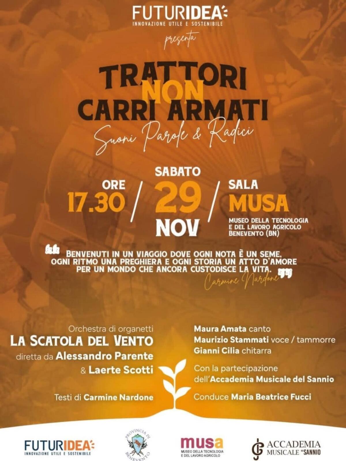 Sabato 29 novembre al Musa “Trattori, Non Carri Armati” a firma di Carmine Nardone - 