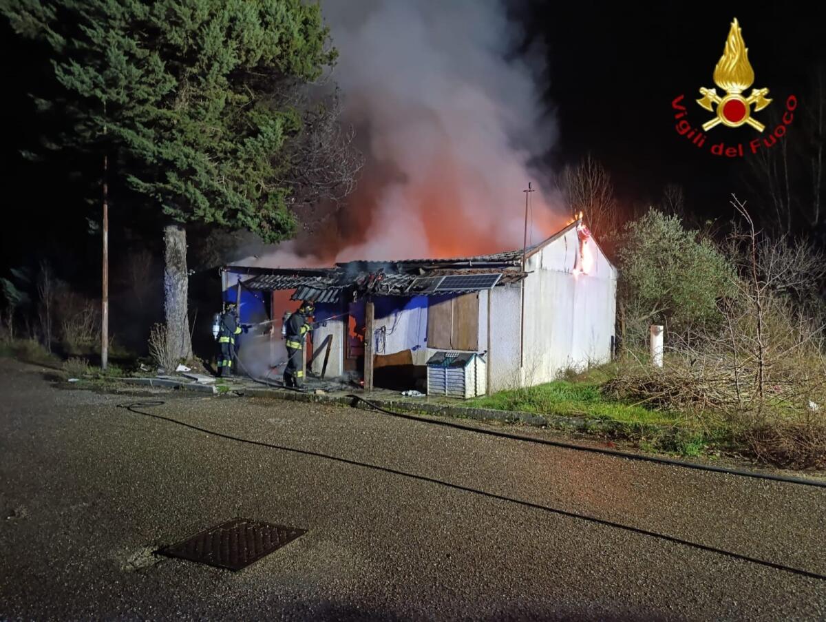 Distrutta dalle fiamme una baracca in legno disabitata - 