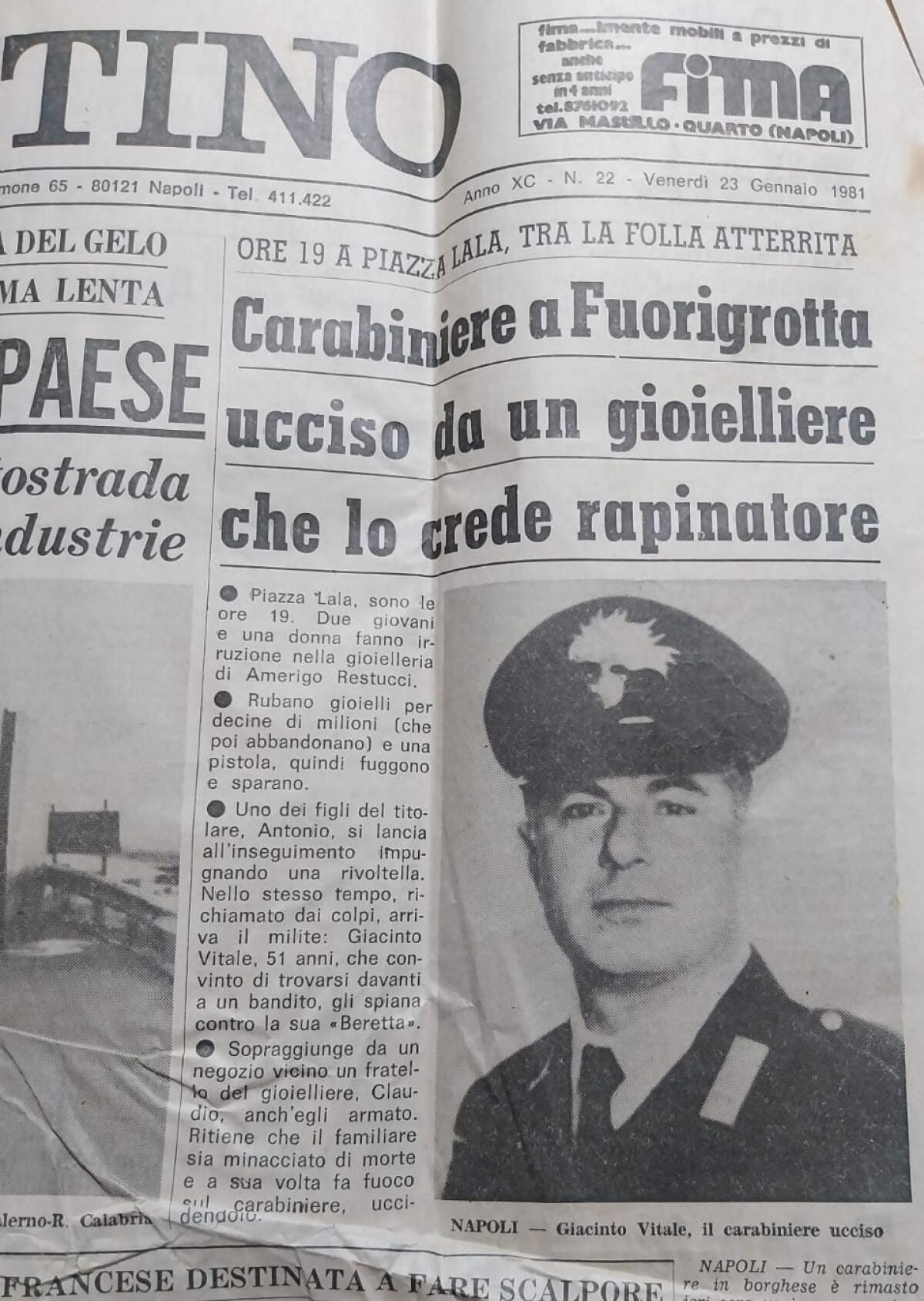 Cassano Caudino. E' il momento di scoprire la lapide in memoria del Carabiniere Giacinto Vitale. Basta lungaggini burocatiche - 