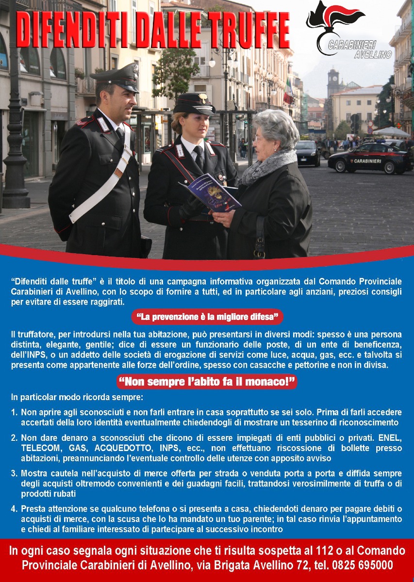 Carabinieri difenditi dalle truffe