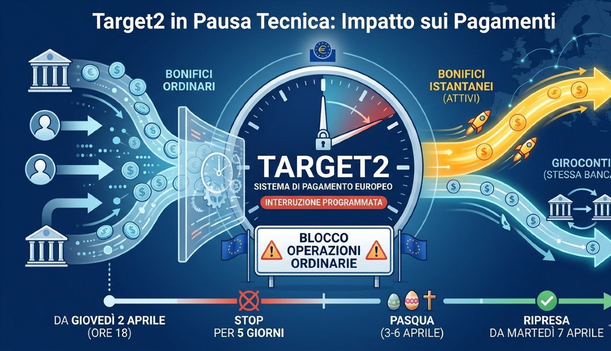 Bonifici fermi a Pasqua: stop di 5 giorni al sistema europeo Target2 - 