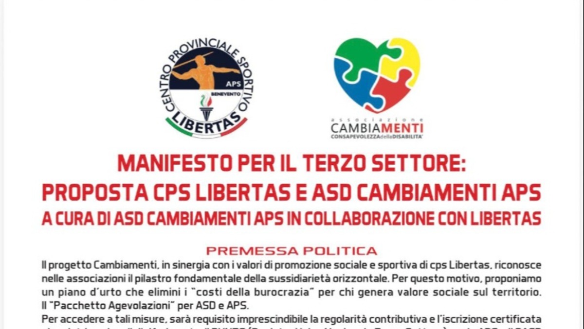 Cervinara. CambiaMenti e Libertas Benevento presentano il "Manifesto per il Terzo Settore" - 
