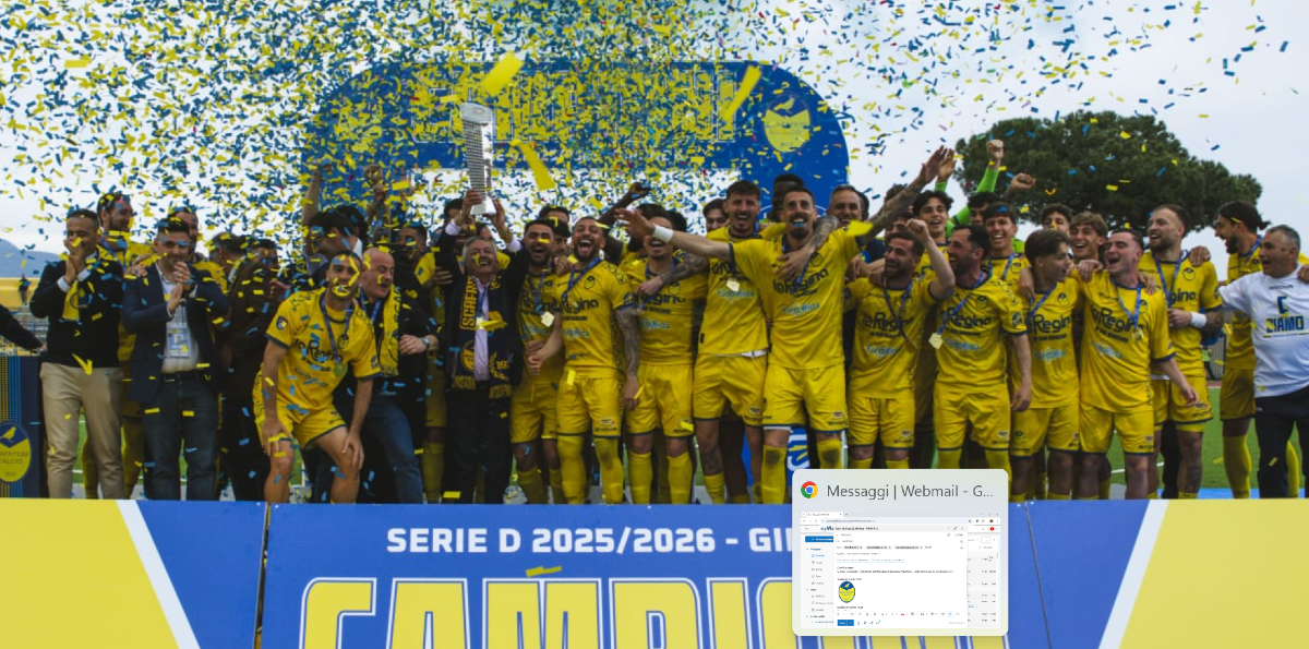 Scafatese, è qui la festa! Poker all’Olbia e trionfo in Serie D: i canarini alzano la Coppa - 