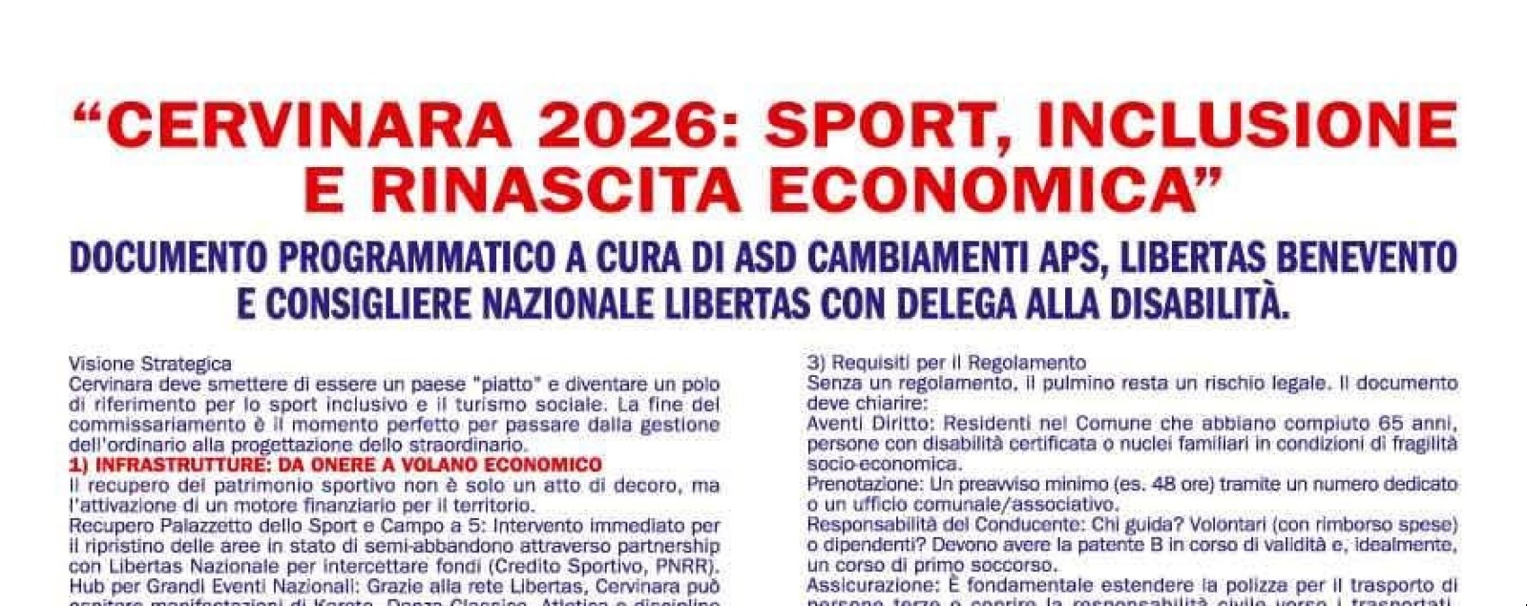 Cervinara 2026: Verso un Polo d’Eccellenza per lo Sport e l’Inclusione - 