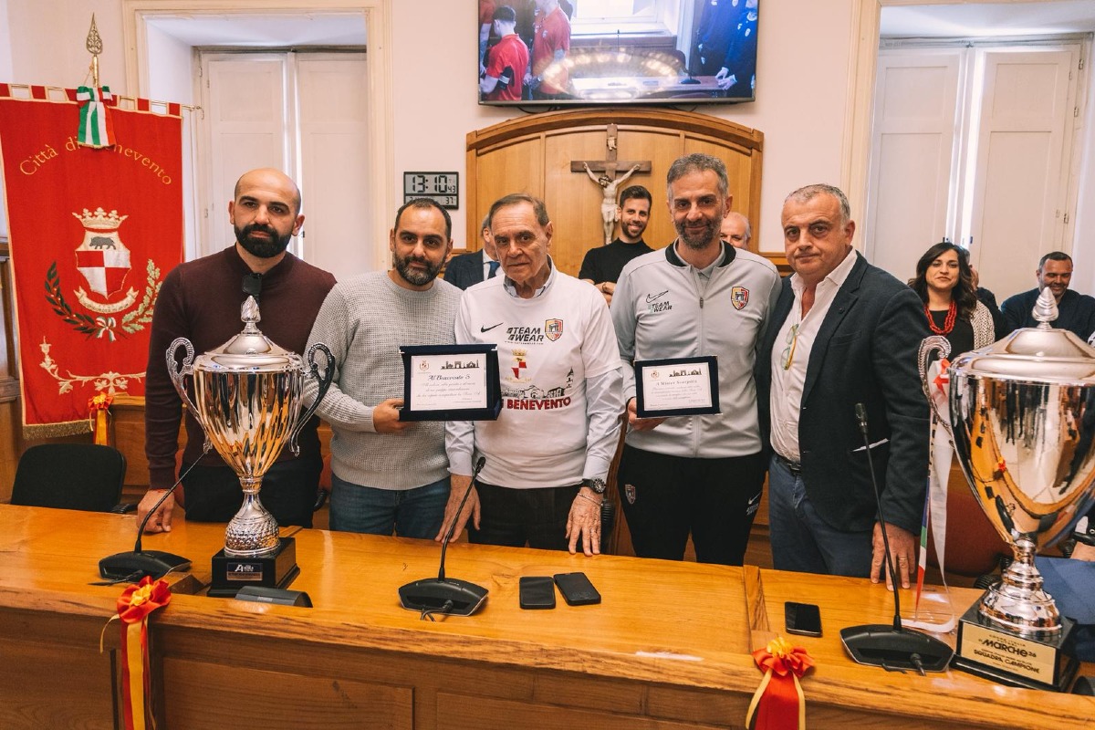 Il Benevento 5 ricevuto a Palazzo Mosti: celebrato lo storico double - 