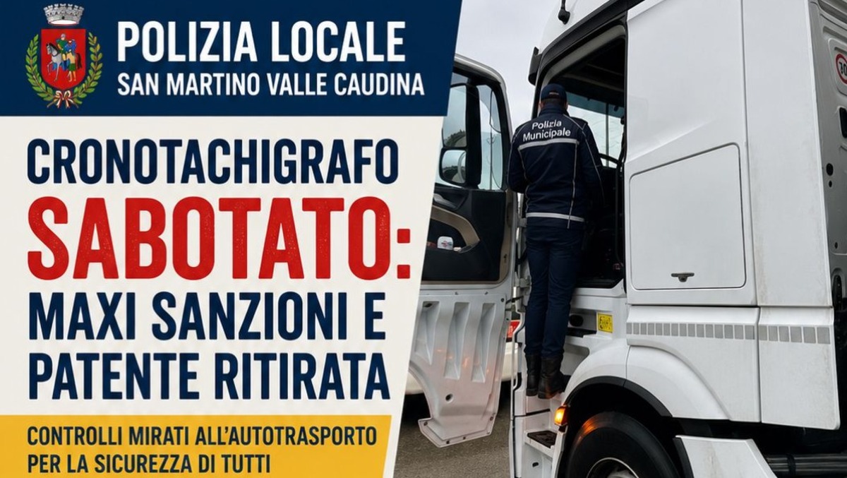 San Martino Valle Caudina: TIR con cronotachigrafo sabotato, scatta il ritiro patente - 