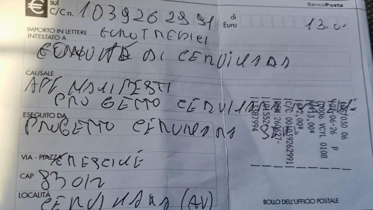 Manifesti Progetto Cervinara: c'è la ricevuta di pagamento dei diritti di affissione. - 