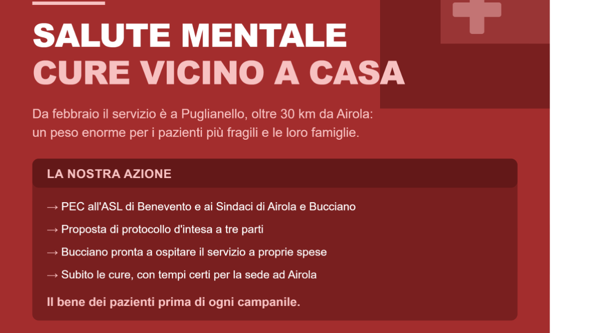 Centro di Salute Mentale di Airola, il PD passa dalle parole ai fatti - 
