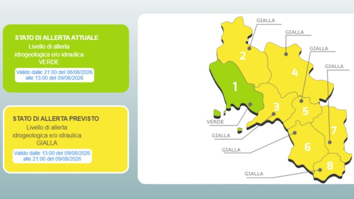 Meteo Campania, scatta l'allerta gialla: temporali improvvisi e rischio idrogeologico - 