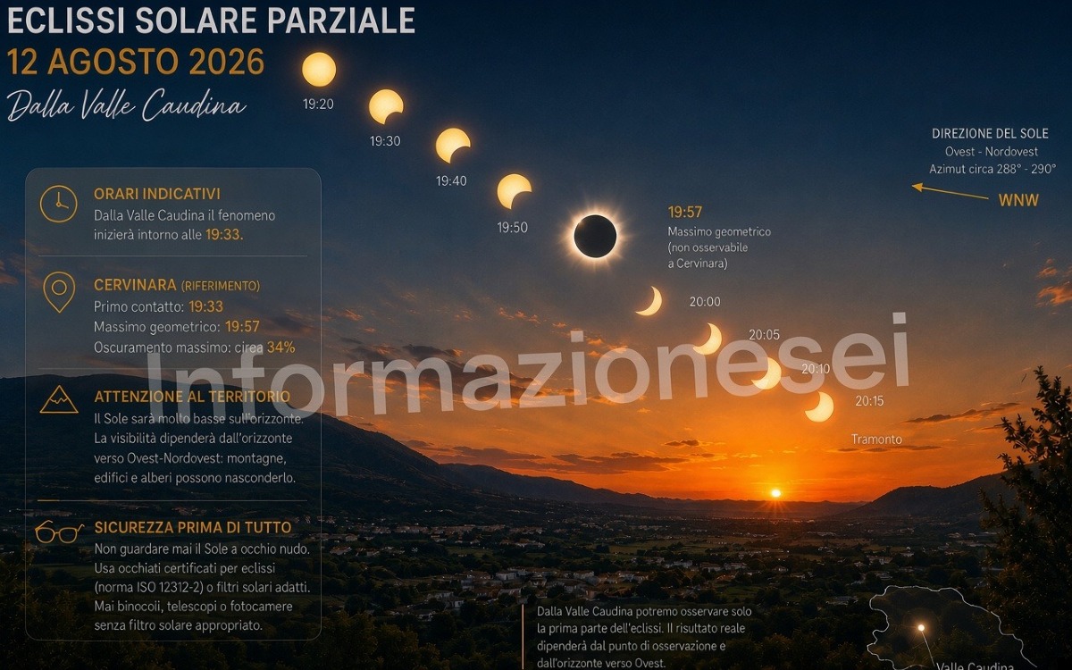Eclissi solare del 12 agosto: la Valle Caudina guarda verso il tramonto - 