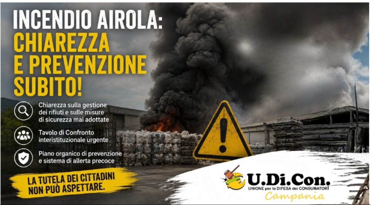 Incendio di Airola, U.Di.Con. chiede chiarezza: «Serve un tavolo urgente» - 
