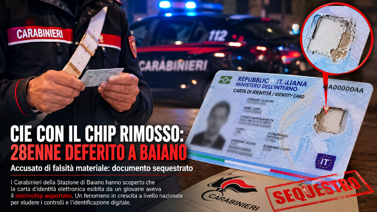 CIE con il microchip rimosso: 28enne denunciato dai Carabinieri a Baiano - 