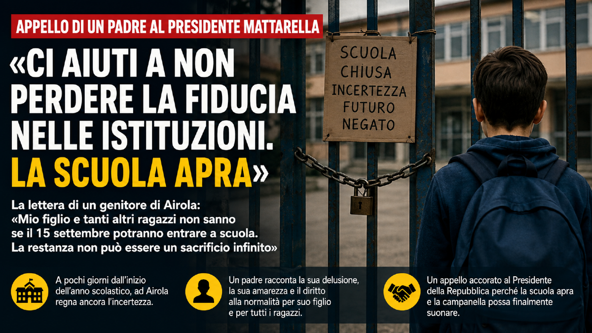 Airola, appello di un genitore a Mattarella: «La scuola deve aprire» - 