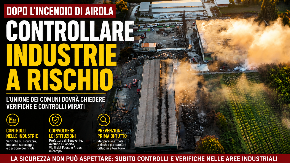 Incendio di Airola, l'Unione dei Comuni dovrà chiedere controlli nelle industrie a rischio - 