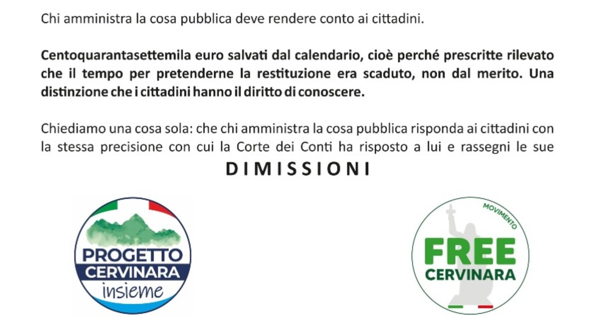 Cervinara. Corte dei Conti e polemiche sul Sindaco: l'opposizione chiede le dimissioni - 