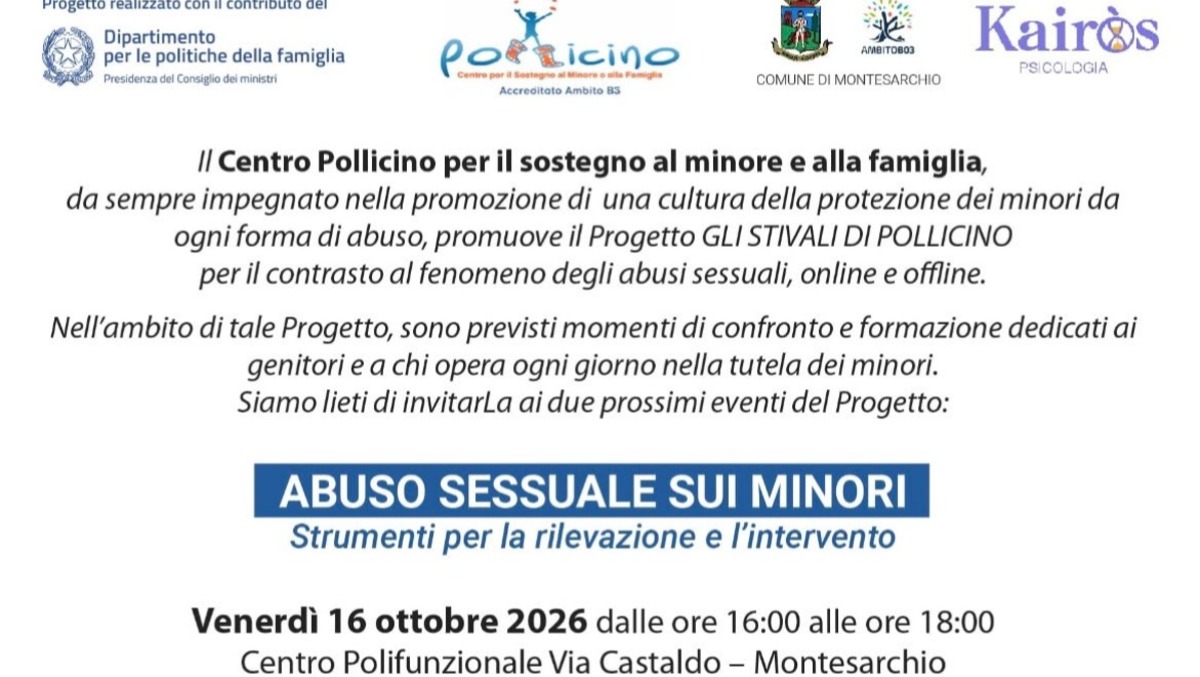 A Montesarchio due incontri per prevenire e contrastare gli abusi sui minori - 