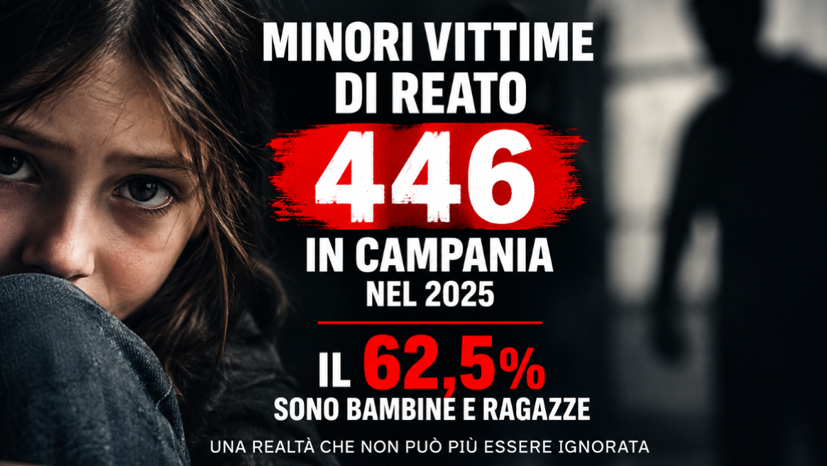 Minori vittime di reato, in Campania 446 casi nel 2025: il 62,5% sono bambine e ragazze - 
