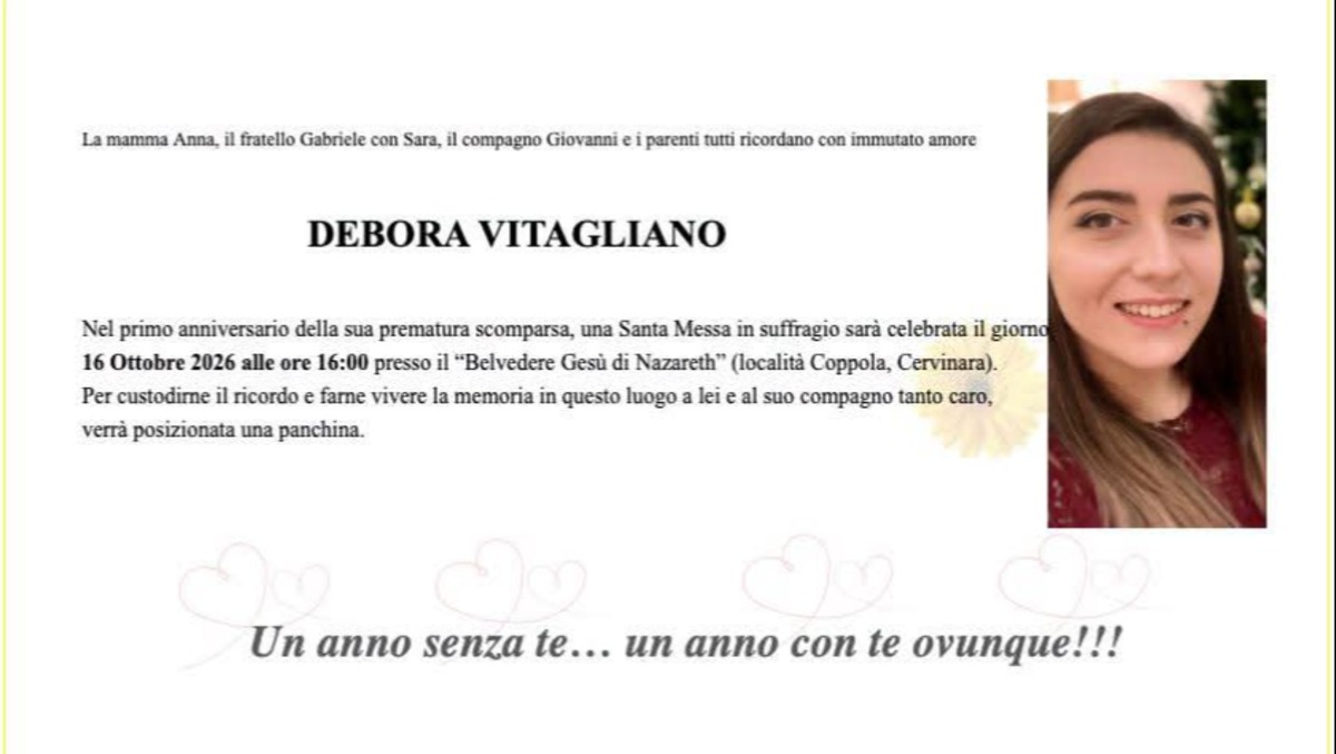 Cervinara, una panchina per Debora: un ricordo che vive nel cuore - 
